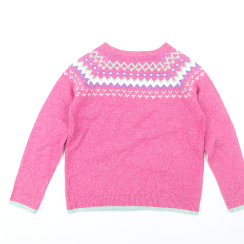 Bonmarché Women's Pink Fair Isle Pullover Jumper Size 10