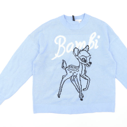 H&M Women Blue Disney Bambi Jumper XS Pullover