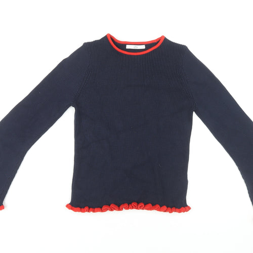 Marks and Spencer Girls Navy Jumper 10-11 Yrs Cotton Festive