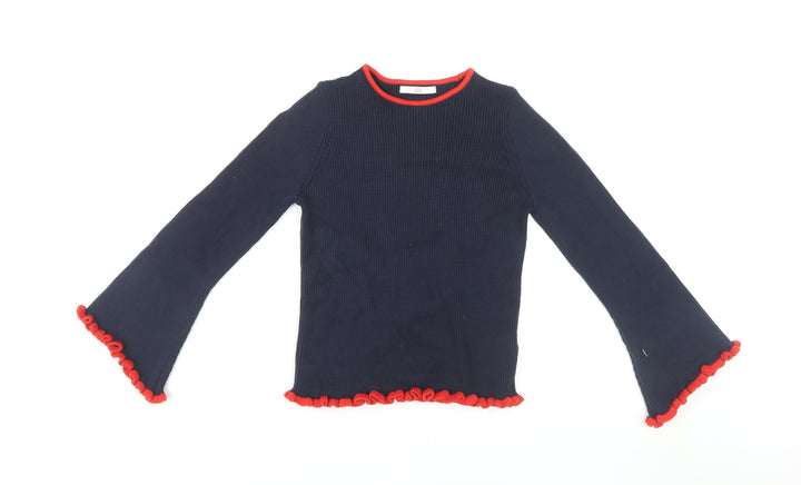 Marks and Spencer Girls Navy Jumper 10-11 Yrs Cotton Festive