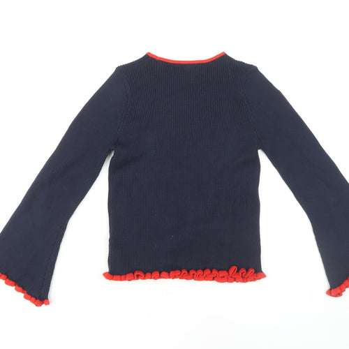 Marks and Spencer Girls Navy Jumper 10-11 Yrs Cotton Festive
