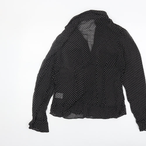 Next Women's Black Polka Dot Collared Blouse, Size 12