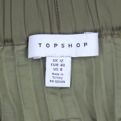 Topshop Women's Green Pleated Skirt Size 12