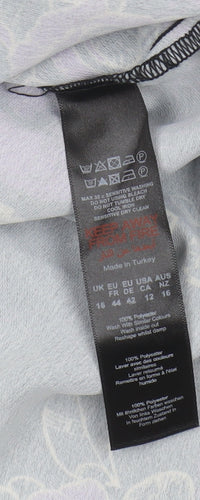 Mantaray Women's Black Floral Tunic Blouse Size 16