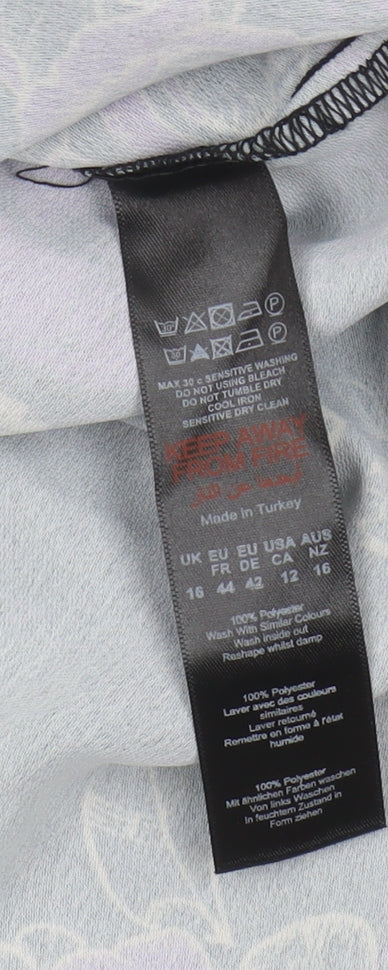 Mantaray Women's Black Floral Tunic Blouse Size 16