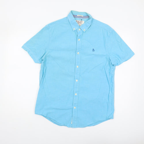 Original Penguin Men's Blue Button-Up Shirt Medium