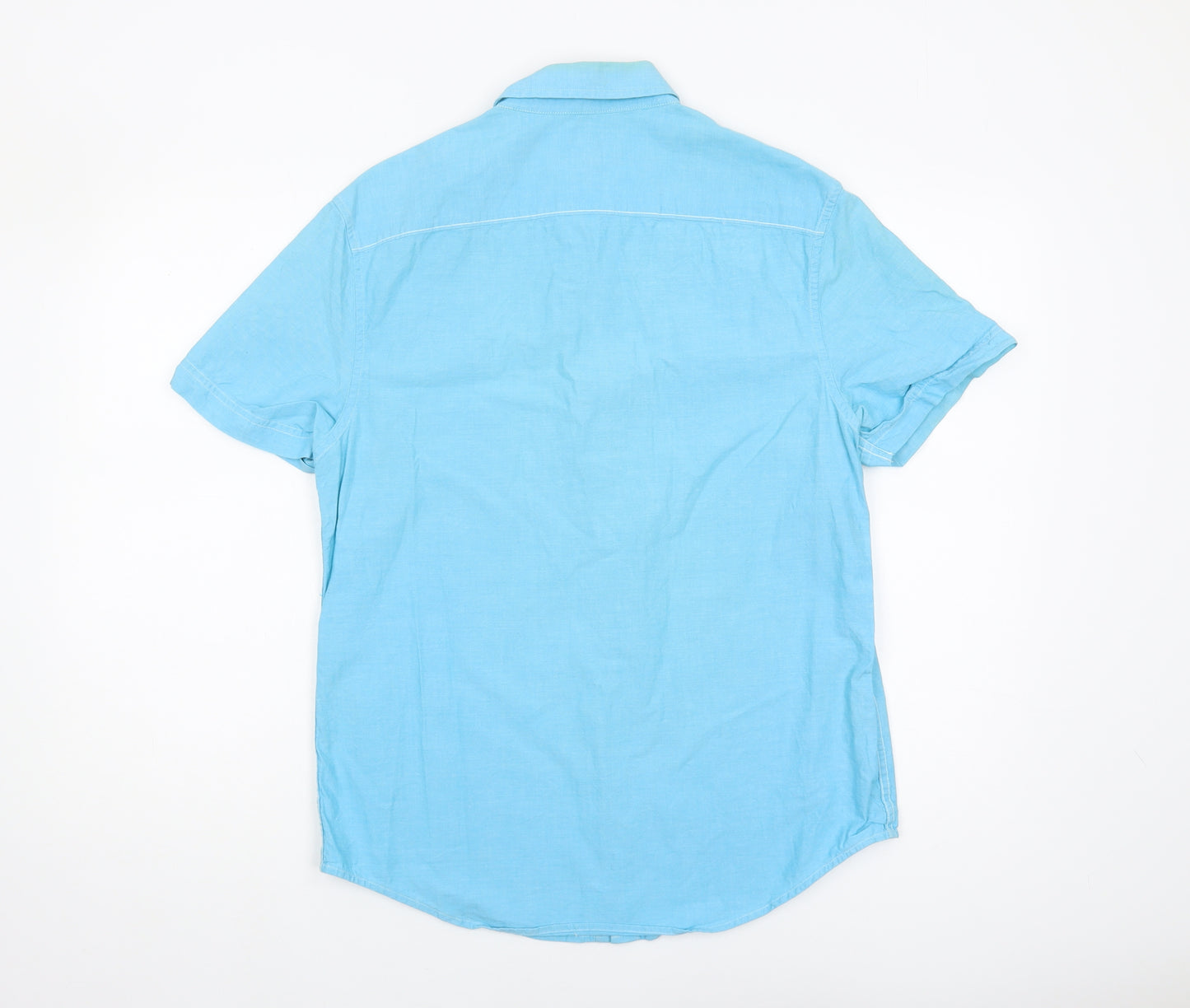 Original Penguin Men's Blue Button-Up Shirt Medium