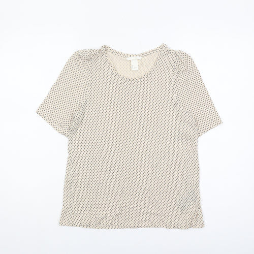 H&M Women's Beige Geometric T-Shirt Crew Neck S