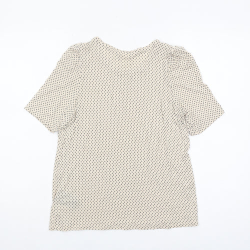 H&M Women's Beige Geometric T-Shirt Crew Neck S