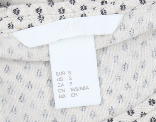 H&M Women's Beige Geometric T-Shirt Crew Neck S
