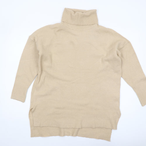 Brave Soul Women's Beige Roll Neck Jumper Size 8