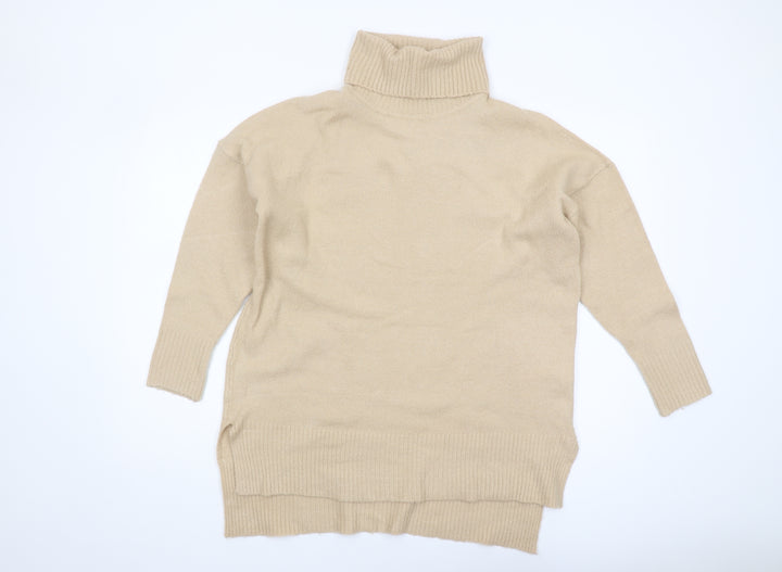Brave Soul Women's Beige Roll Neck Jumper Size 8