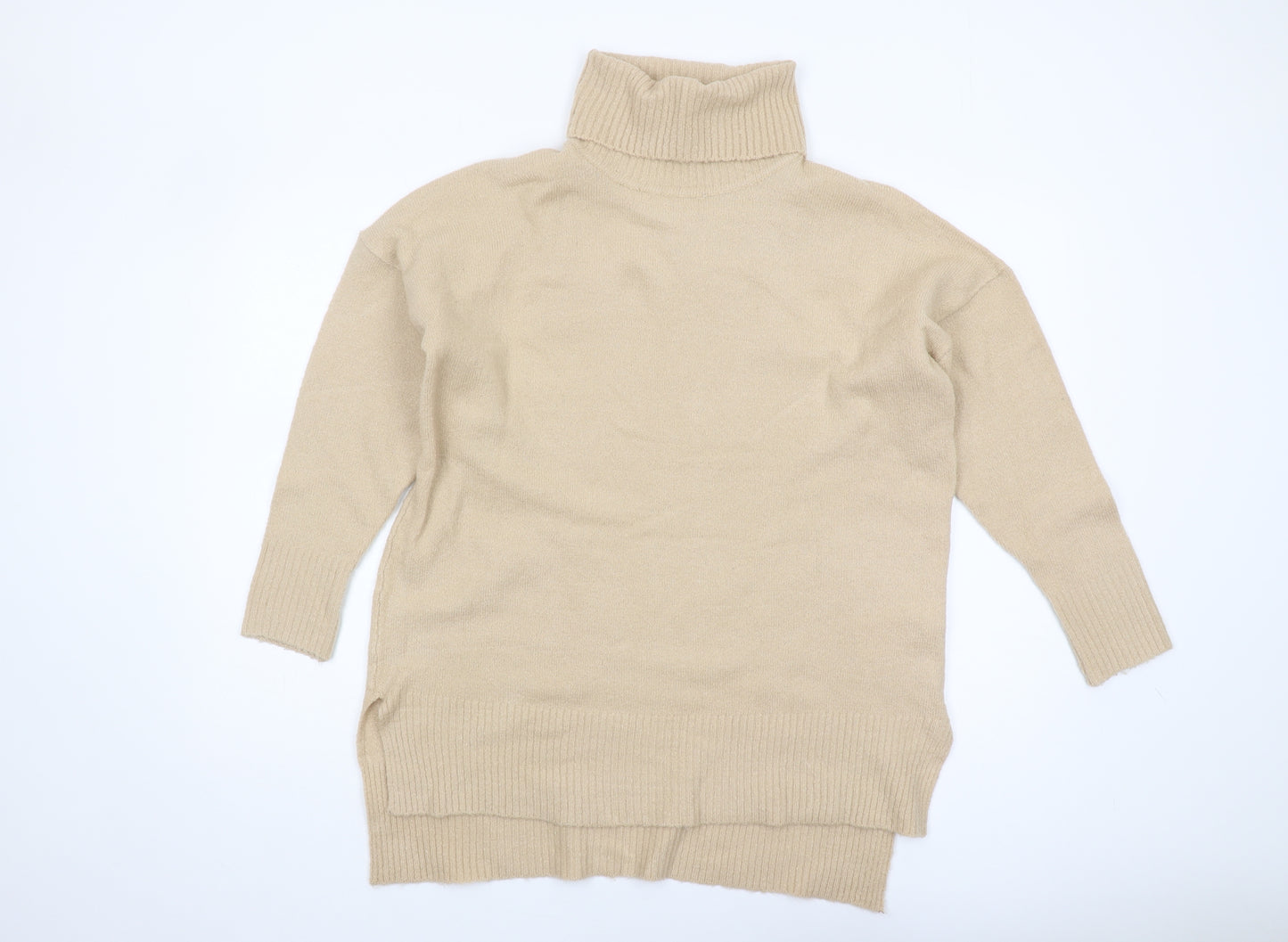Brave Soul Women's Beige Roll Neck Jumper Size 8