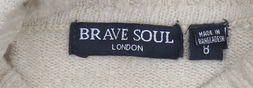 Brave Soul Women's Beige Roll Neck Jumper Size 8