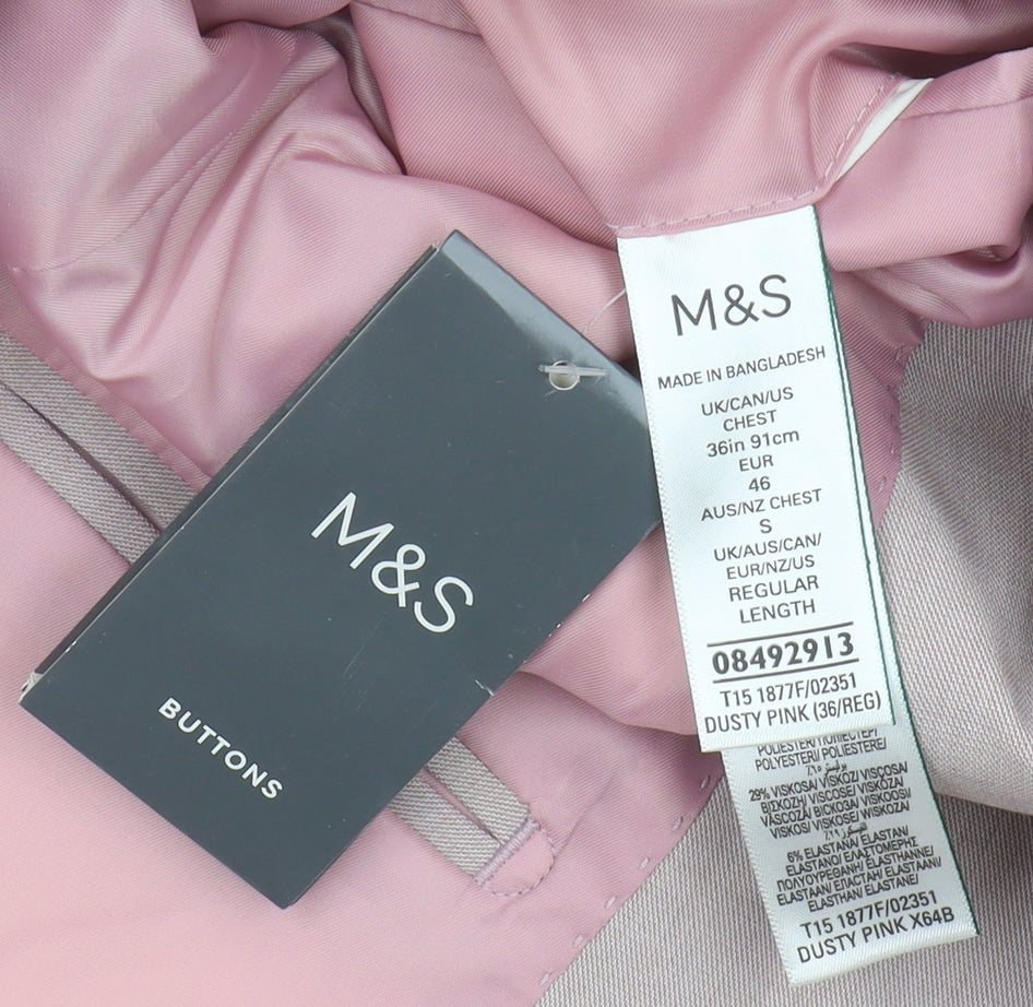 Marks and Spencer Men's Pink Blazer Jacket Size 36R
