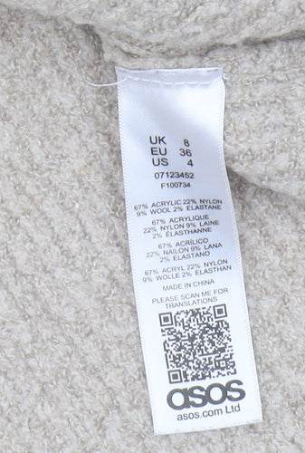 ASOS Women's Beige Crew Neck Pullover Jumper Size 8
