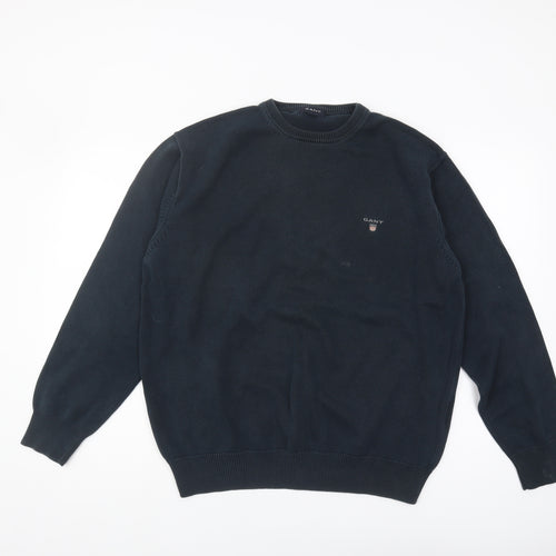 Gant Men's Black Cotton Pullover Jumper Size L