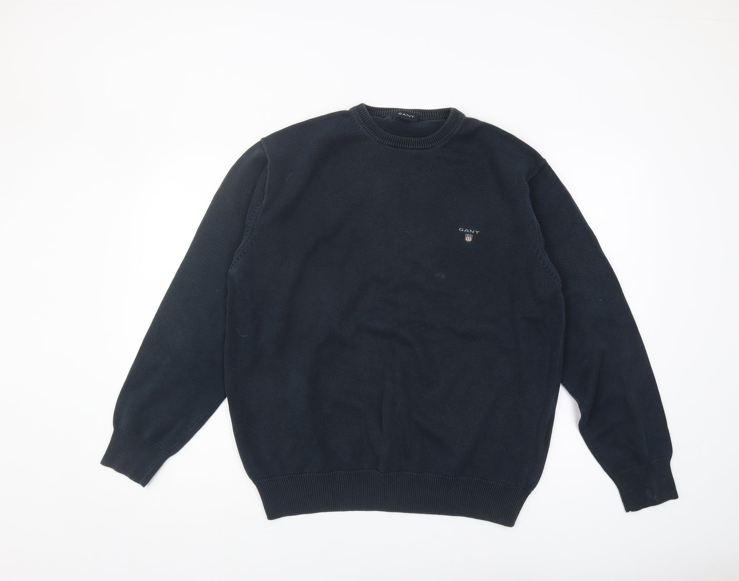 Gant Men's Black Cotton Pullover Jumper Size L