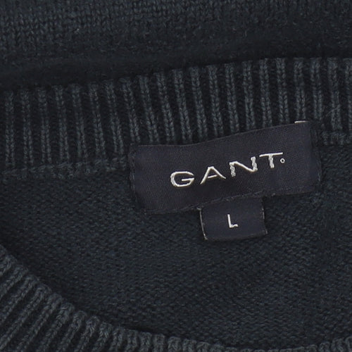Gant Men's Black Cotton Pullover Jumper Size L