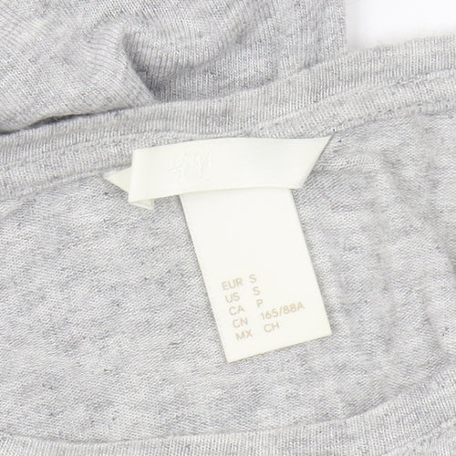 H&M Women's Grey Fringe Short Sleeve T-Shirt S