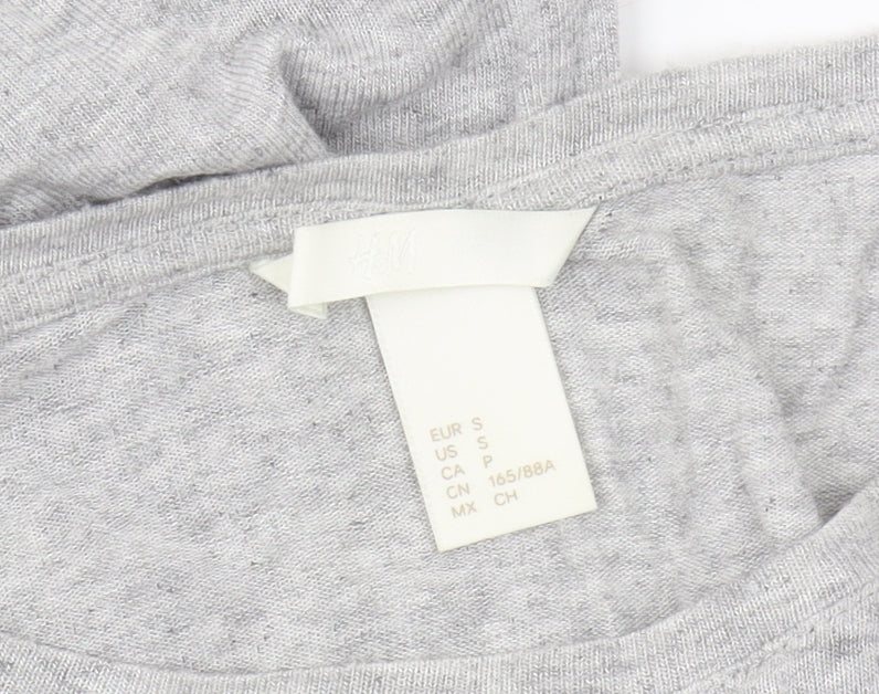 H&M Women's Grey Fringe Short Sleeve T-Shirt S
