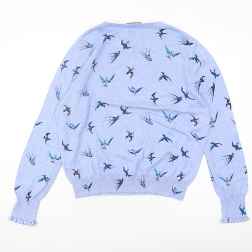 Oasis Women's XL Blue Bird Print Jumper, Crew Neck