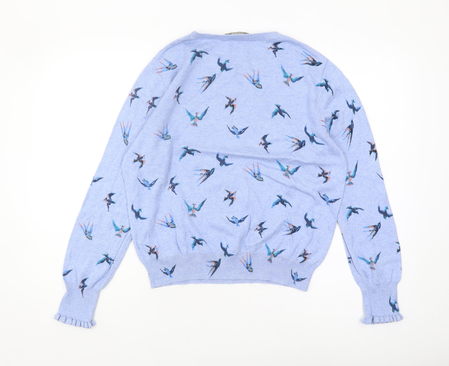 Oasis Women's XL Blue Bird Print Jumper, Crew Neck
