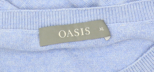 Oasis Women's XL Blue Bird Print Jumper, Crew Neck