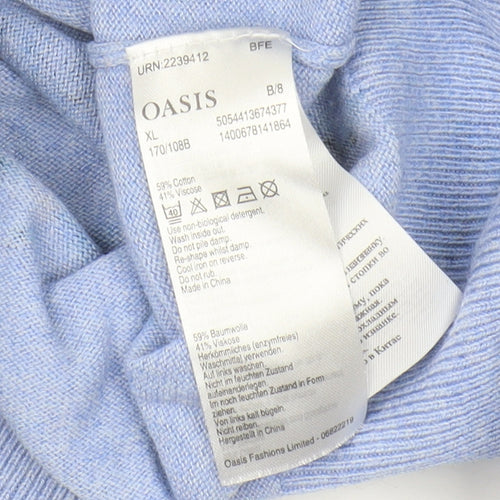 Oasis Women's XL Blue Bird Print Jumper, Crew Neck
