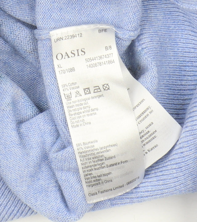 Oasis Women's XL Blue Bird Print Jumper, Crew Neck