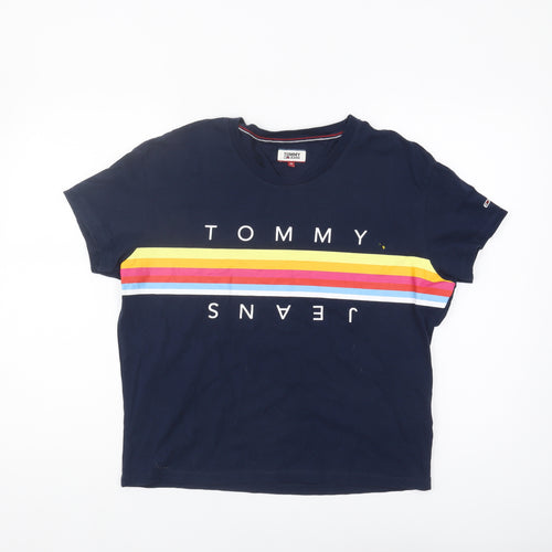 Tommy Jeans Women's Blue T-Shirt M Casual Retro Crew Neck