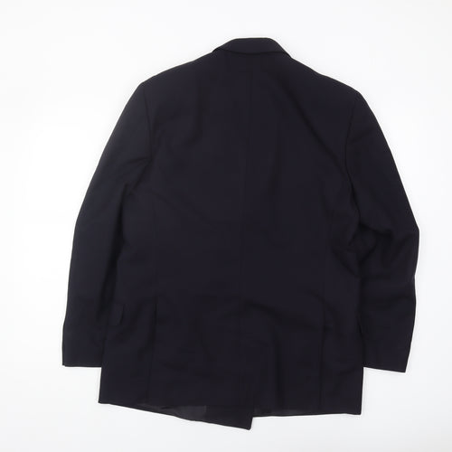 Jaeger Men's Blue Double-Breasted Wool Blazer 48S