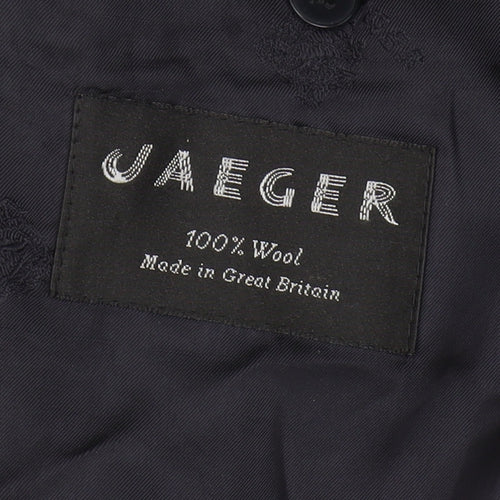Jaeger Men's Blue Double-Breasted Wool Blazer 48S