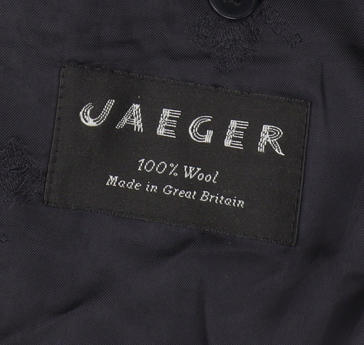 Jaeger Men's Blue Double-Breasted Wool Blazer 48S