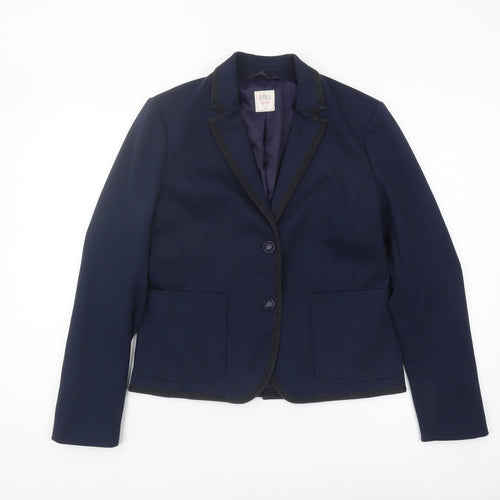 Gap Women Blue Blazer UK 10 Single-Breasted Regular Fit