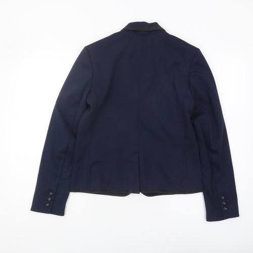 Gap Women Blue Blazer UK 10 Single-Breasted Regular Fit