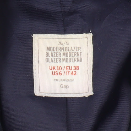 Gap Women Blue Blazer UK 10 Single-Breasted Regular Fit