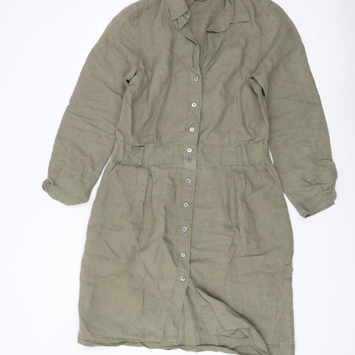 Jigsaw Women's Green Linen Shirt Dress Size 14