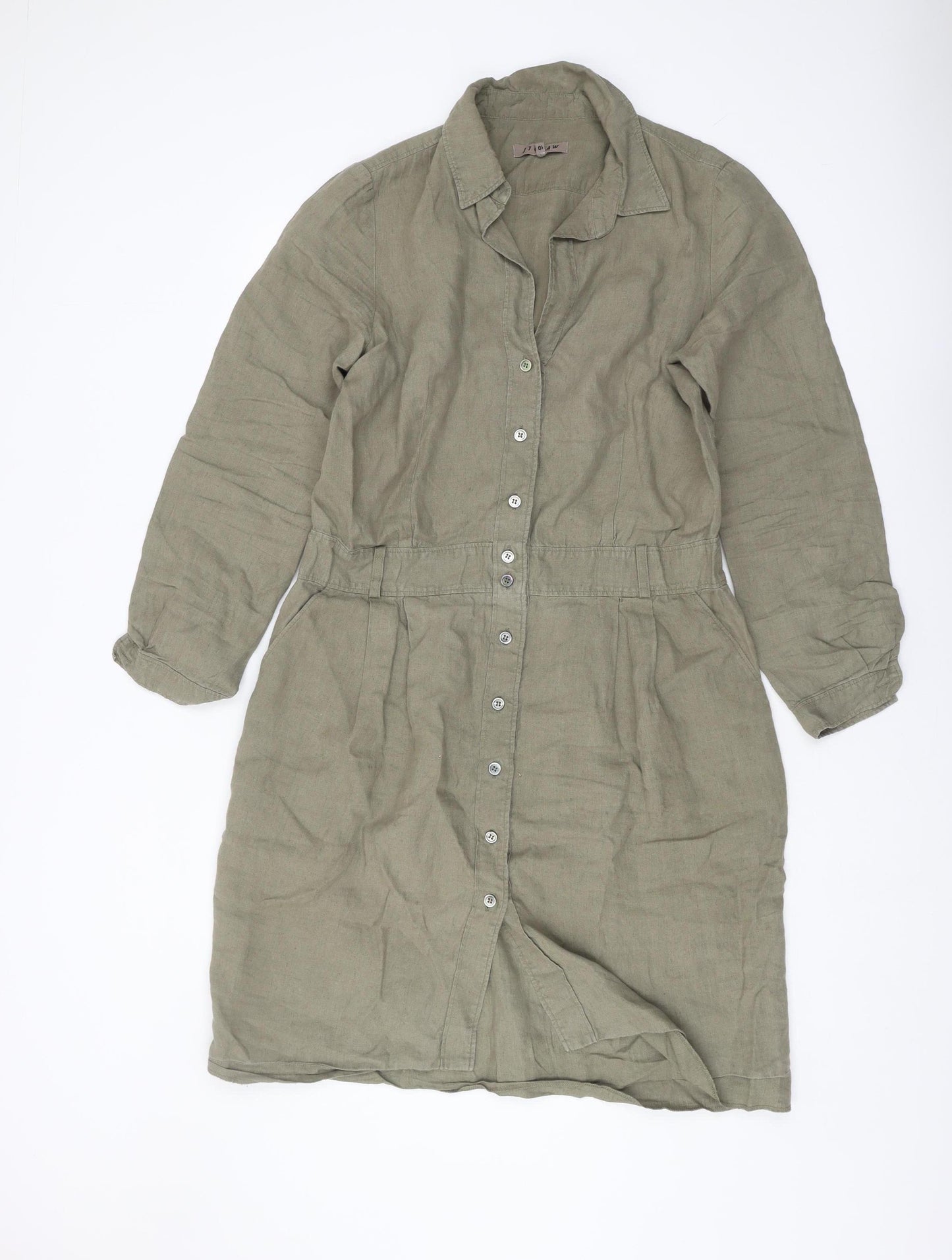 Jigsaw Women's Green Linen Shirt Dress Size 14