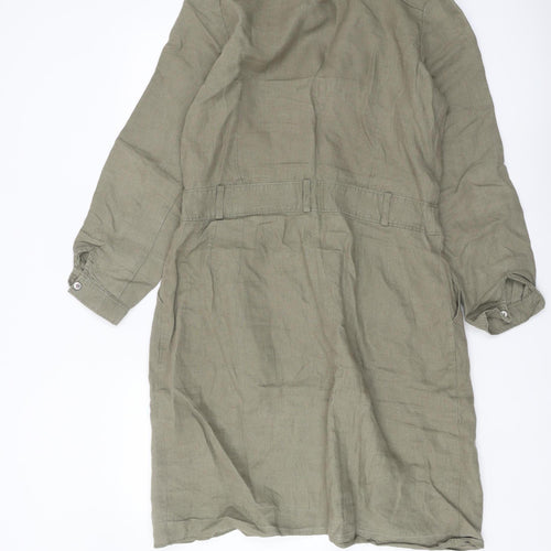 Jigsaw Women's Green Linen Shirt Dress Size 14