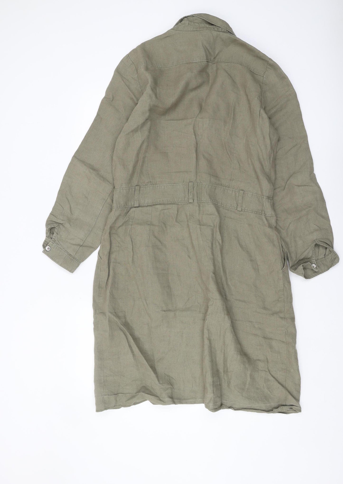 Jigsaw Women's Green Linen Shirt Dress Size 14