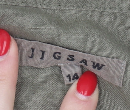 Jigsaw Women's Green Linen Shirt Dress Size 14