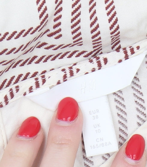 H&M Women's Ivory Geometric Blouse Size 10 Casual