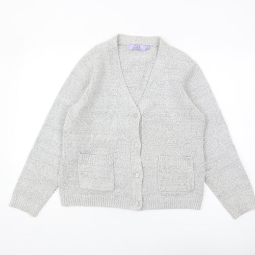 Honor Millburn Women's Grey V-Neck Cardigan M