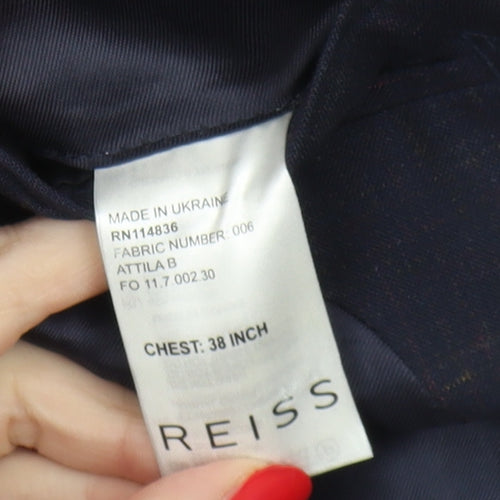 Reiss Men's Blue Slim Fit Blazer, Size 38, Business Jacket