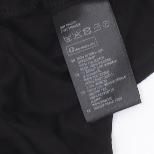 H&M Women's Black Lace Accent Short Sleeve T-Shirt