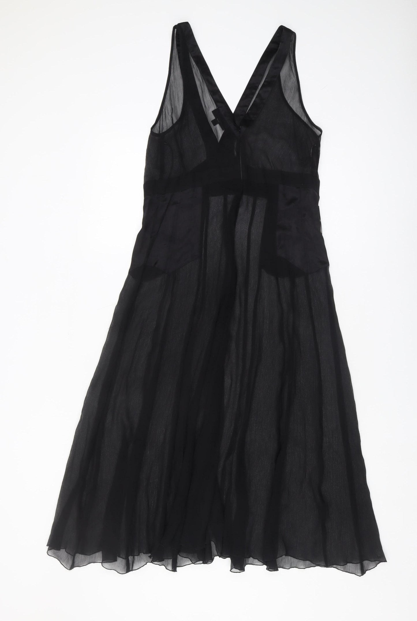 Warehouse Women's Black Sheer Sleeveless V-Neck Dress