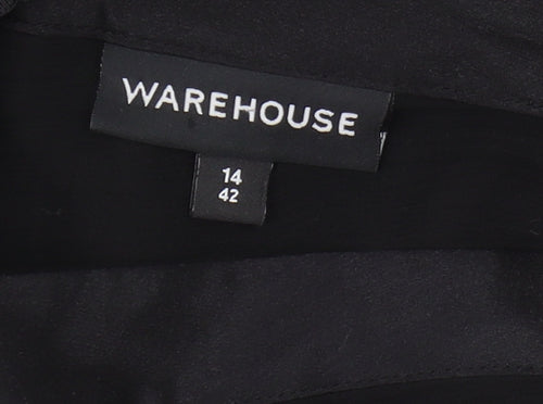 Warehouse Women's Black Sheer Sleeveless V-Neck Dress