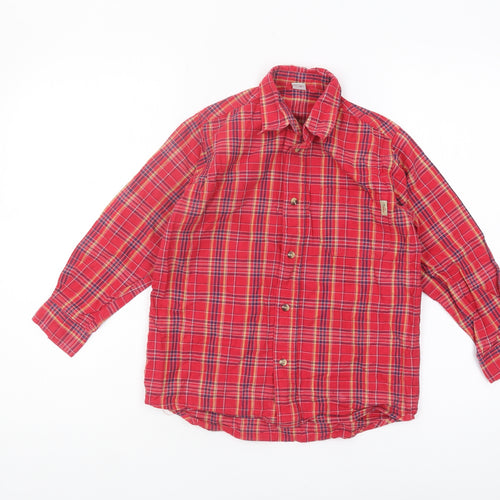 Adams Boys Red Plaid Button-Up Shirt, 8 Years - Casual Style