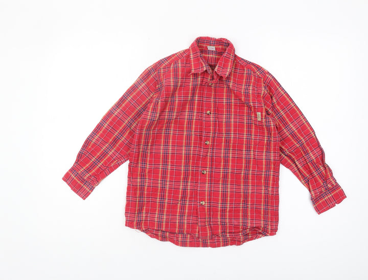 Adams Boys Red Plaid Button-Up Shirt, 8 Years - Casual Style